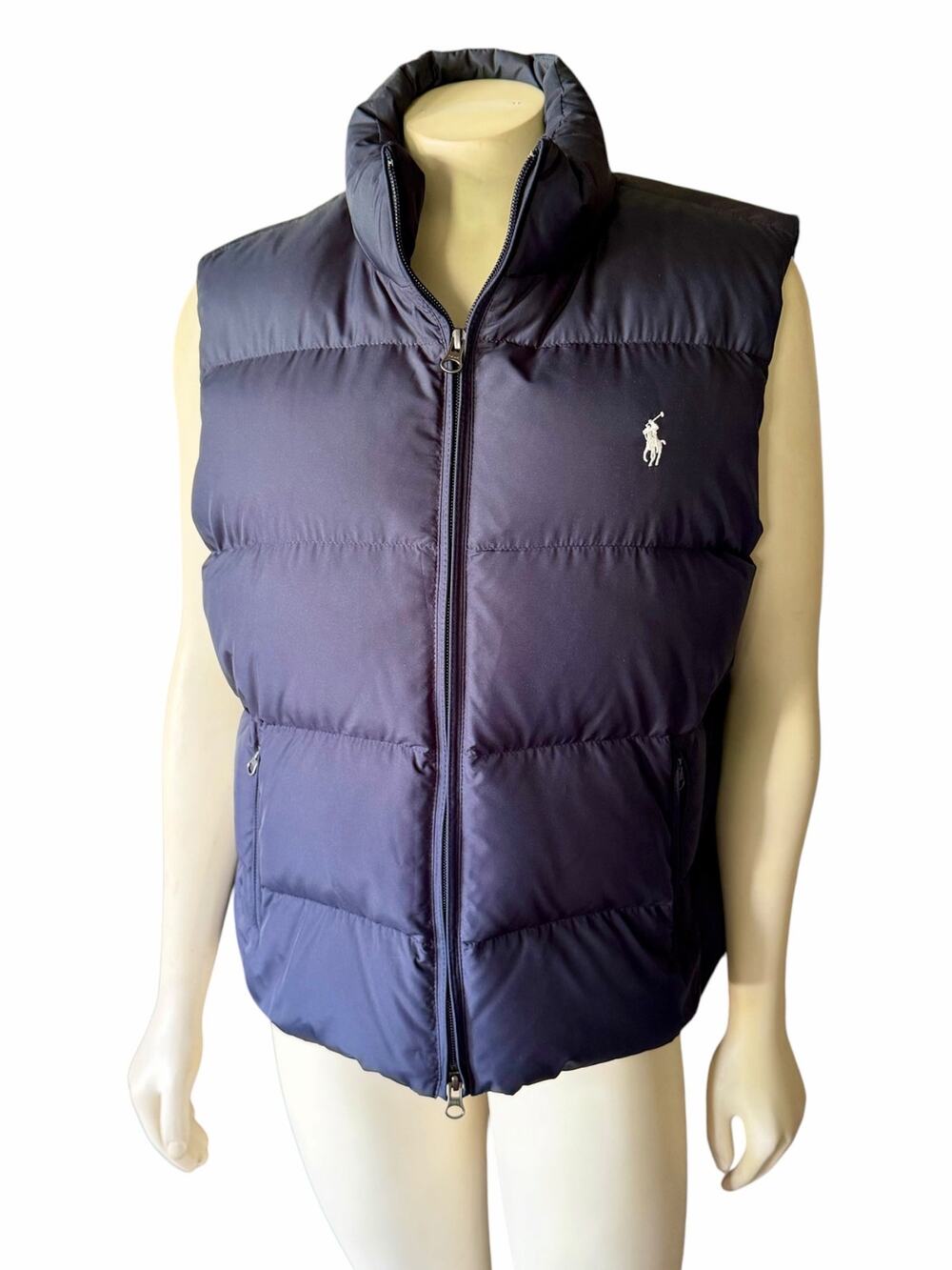 Ralph Lauren Sport Women’s Size Large Down Fill Full Zip Puffer Vest Navy Blue